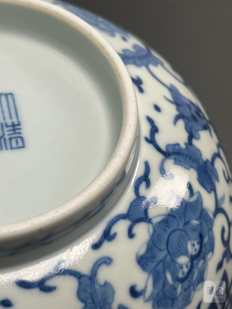 清道光  青花缠枝莲蝠纹“双喜”字大碗 - 图18